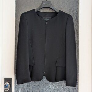 Emporio Armani, Black Wool contemporary, short jacket  - Size EU44